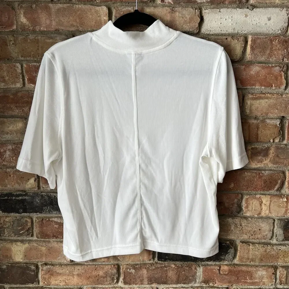 Nike Women's Sportswear Essential Ribbed MockNeck Short Sleeve Top White XL